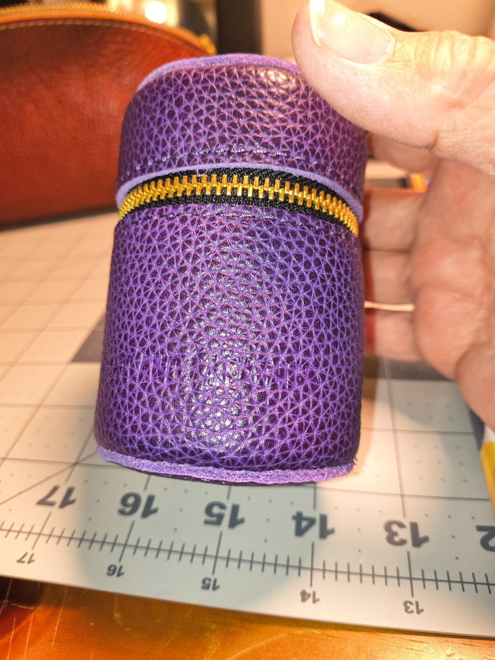 Portland Leather Pouch with Gold Zipper